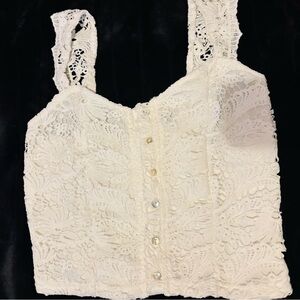 Charlotte Russe White Lace Button-Front Camisole